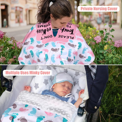 Metplus Baby Girls Car Seat Cover with Peekaboo Opening, Soft Minky Infant Carseat Canopy for Stroller & Carrier, All-Season Privacy Shield, Baby Shower Gift (Pink Flowers)