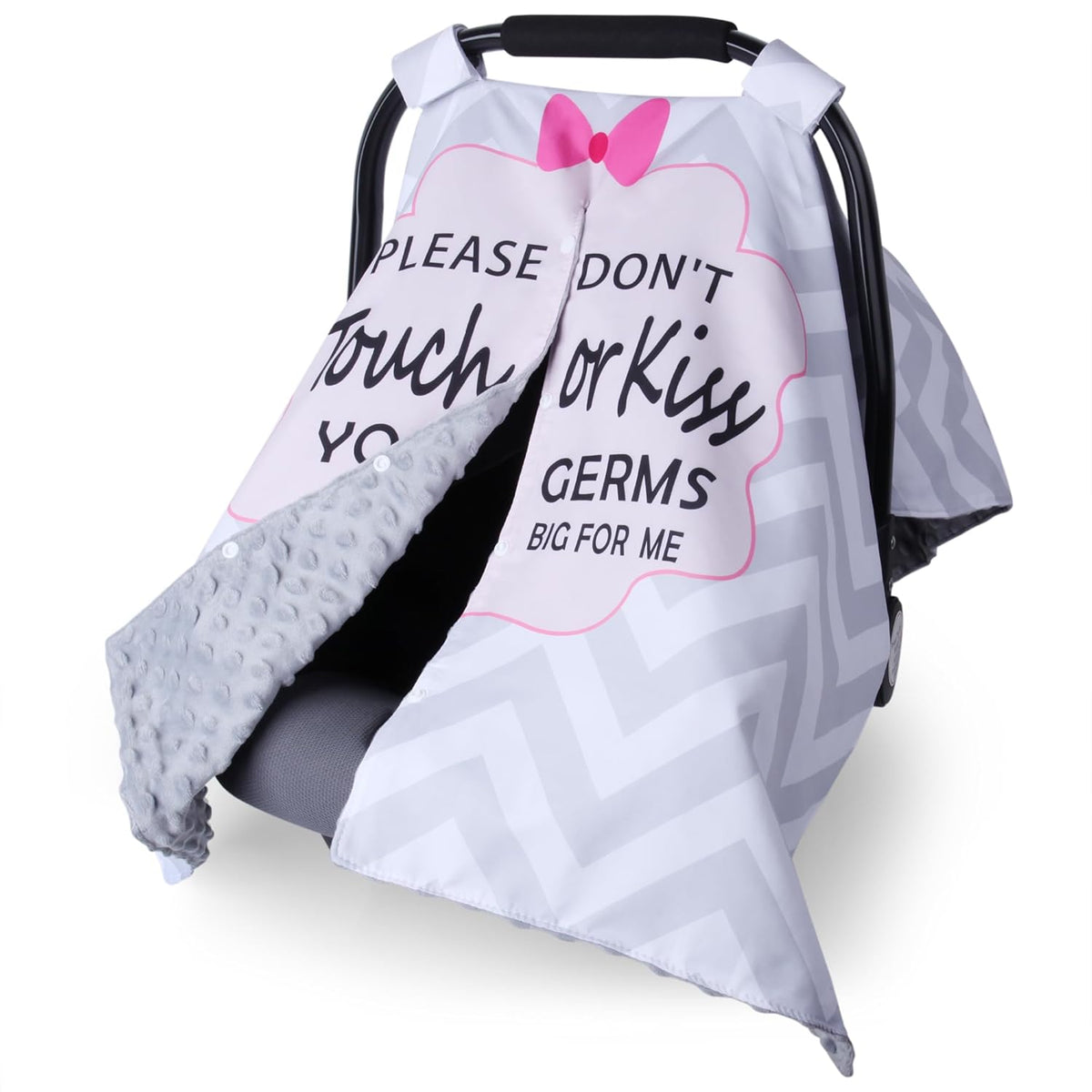 Metplus Baby Girls Car Seat Cover with Peekaboo Opening, Soft Minky Infant Carseat Canopy for Stroller & Carrier, All-Season Privacy Shield, Baby Shower Gift (Pink Flowers)