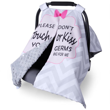 Metplus Baby Girls Car Seat Cover with Peekaboo Opening, Soft Minky Infant Carseat Canopy for Stroller & Carrier, All-Season Privacy Shield, Baby Shower Gift (Pink Flowers)