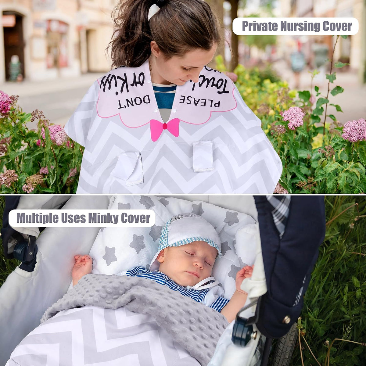 Metplus Baby Girls Car Seat Cover with Peekaboo Opening, Soft Minky Infant Carseat Canopy for Stroller & Carrier, All-Season Privacy Shield, Baby Shower Gift (Pink Flowers)