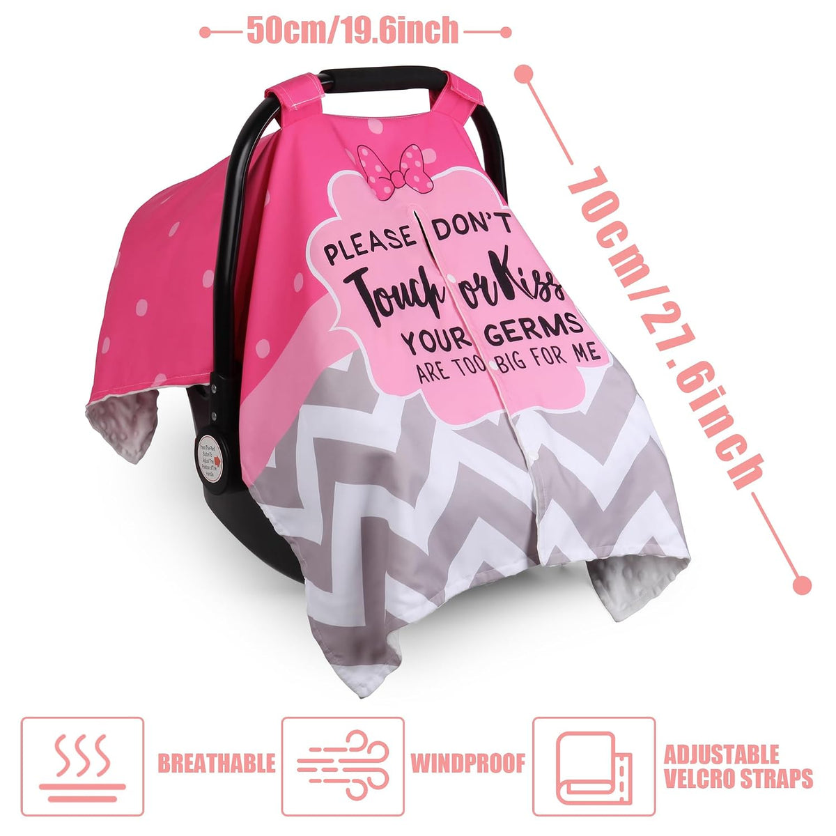 Metplus Baby Girls Car Seat Cover with Peekaboo Opening, Soft Minky Infant Carseat Canopy for Stroller & Carrier, All-Season Privacy Shield, Baby Shower Gift (Pink Flowers)