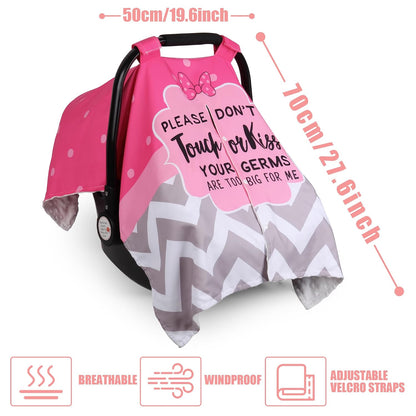 Metplus Baby Girls Car Seat Cover with Peekaboo Opening, Soft Minky Infant Carseat Canopy for Stroller & Carrier, All-Season Privacy Shield, Baby Shower Gift (Pink Flowers)