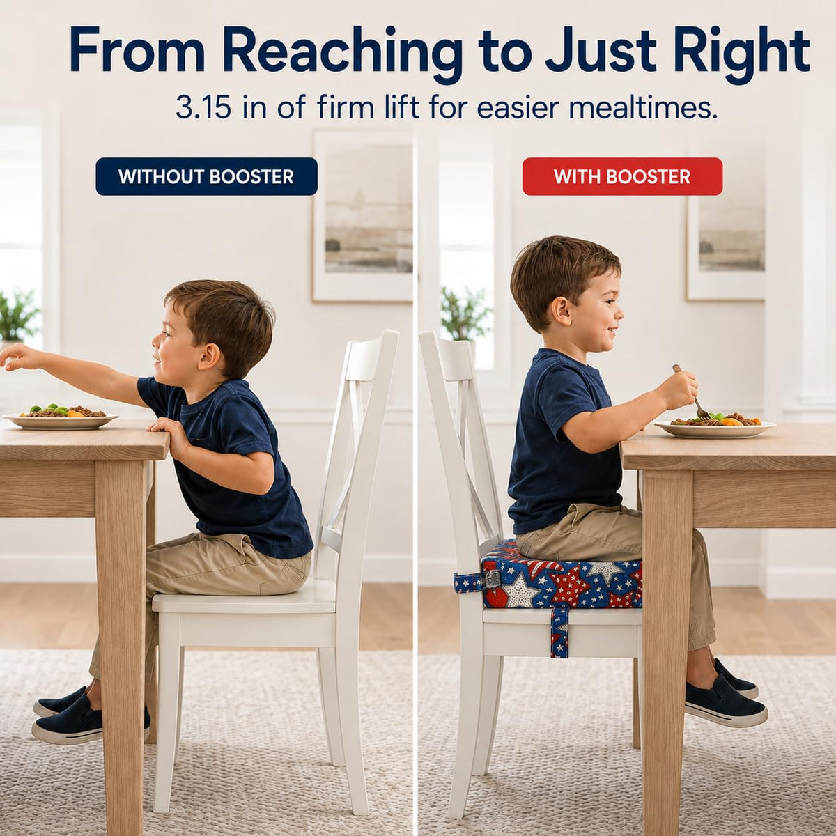 Toddler Booster Seat for Dining Table, Booster Cushion for Kitchen Chair