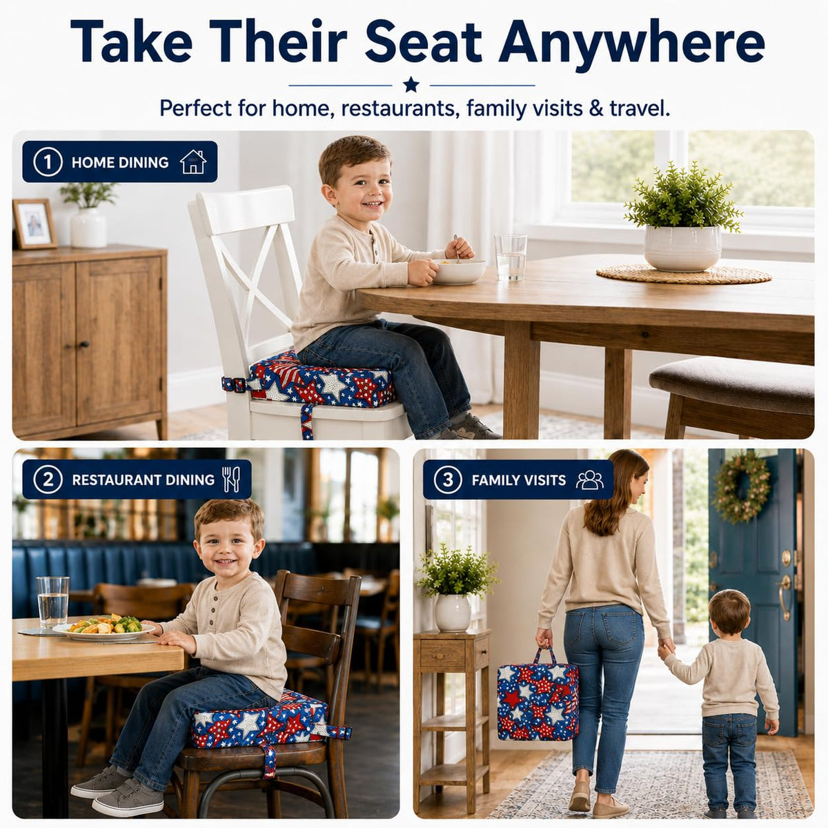 Toddler Booster Seat for Dining Table, Booster Cushion for Kitchen Chair
