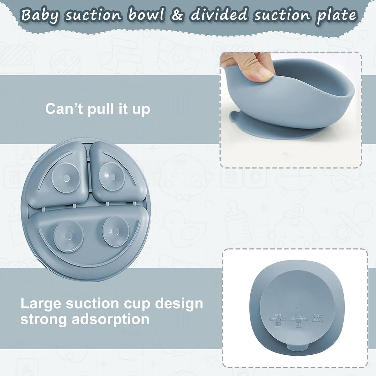 Silicone Baby Feeding Set, Toddler Feeding Set 12 Pcs, Suction Bowl and Baby Plate, Silicone Bib,Spoon,Fork & Sippy Cup,BPA Free Weaning Set, Baby Cutlery,Baby Gifts & Presents (Blue)