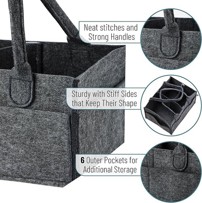 Mr. Pen- Baby Diaper Caddy Organizer, Charcoal Gray, Car Diaper Caddy, Baby Caddy Organizer, Portable Diaper Caddy, Diaper Organizer for Changing Table, Baby Organizer for Nursery