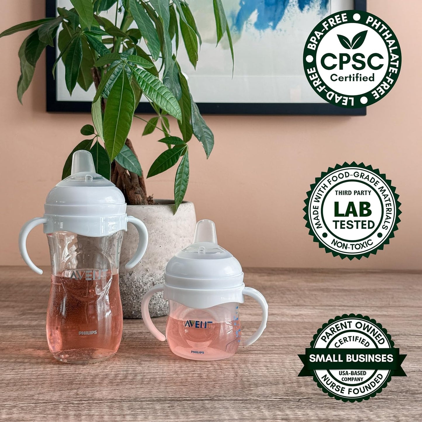 Sippy Spout Nipples for Philips Avent Natural Baby Bottles, My Grippy Spout Sippy Cup and Natural Trainer Sippy Cup, 4-Count, Soft Spout, Food Grade Silicone, BPA-Free, Convert to Sippy Cup, 4+ months