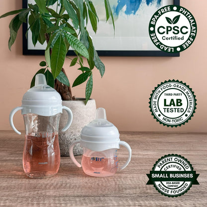 Sippy Spout Nipples for Philips Avent Natural Baby Bottles, My Grippy Spout Sippy Cup and Natural Trainer Sippy Cup, 4-Count, Soft Spout, Food Grade Silicone, BPA-Free, Convert to Sippy Cup, 4+ months