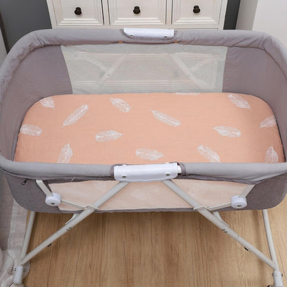 Onacosht Muslin Bassinet Sheets 3 Pack, 100% Cotton Baby Fitted Sheet 33" x 19" Compatible with Mika Micky, KoolaBaby (3 in 1), BabyBond, HARPPA and RICUTON Bedside Bassinet, Green, Floral and Cactus