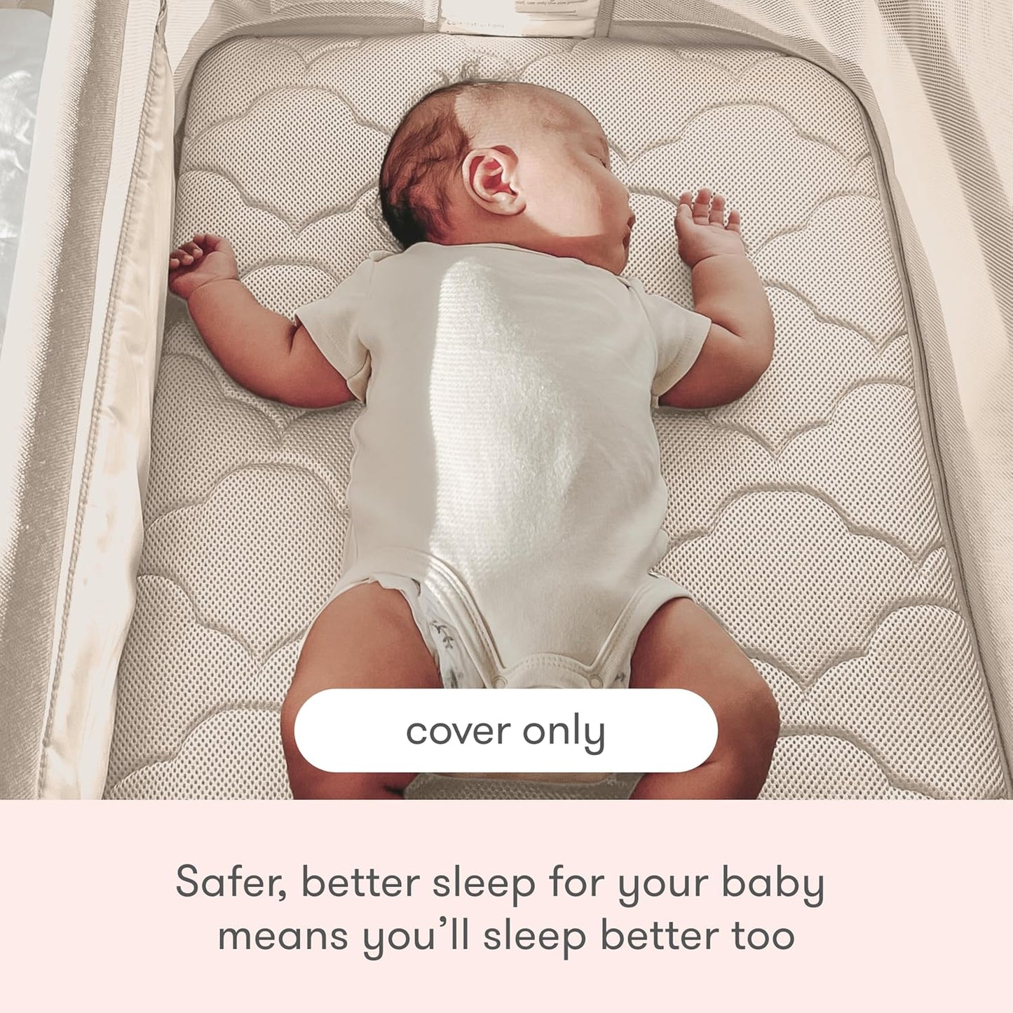 Newton Baby Extra Bassinet Cover, Breathable Safety, Removable Dual-Layer Cover, Completely Washable, Non-Toxic Cotton, Sandstone (Cover ONLY) Compatible ONLY with Newton BASSINETS