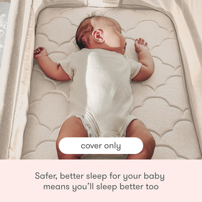 Newton Baby Extra Bassinet Cover, Breathable Safety, Removable Dual-Layer Cover, Completely Washable, Non-Toxic Cotton, Sandstone (Cover ONLY) Compatible ONLY with Newton BASSINETS