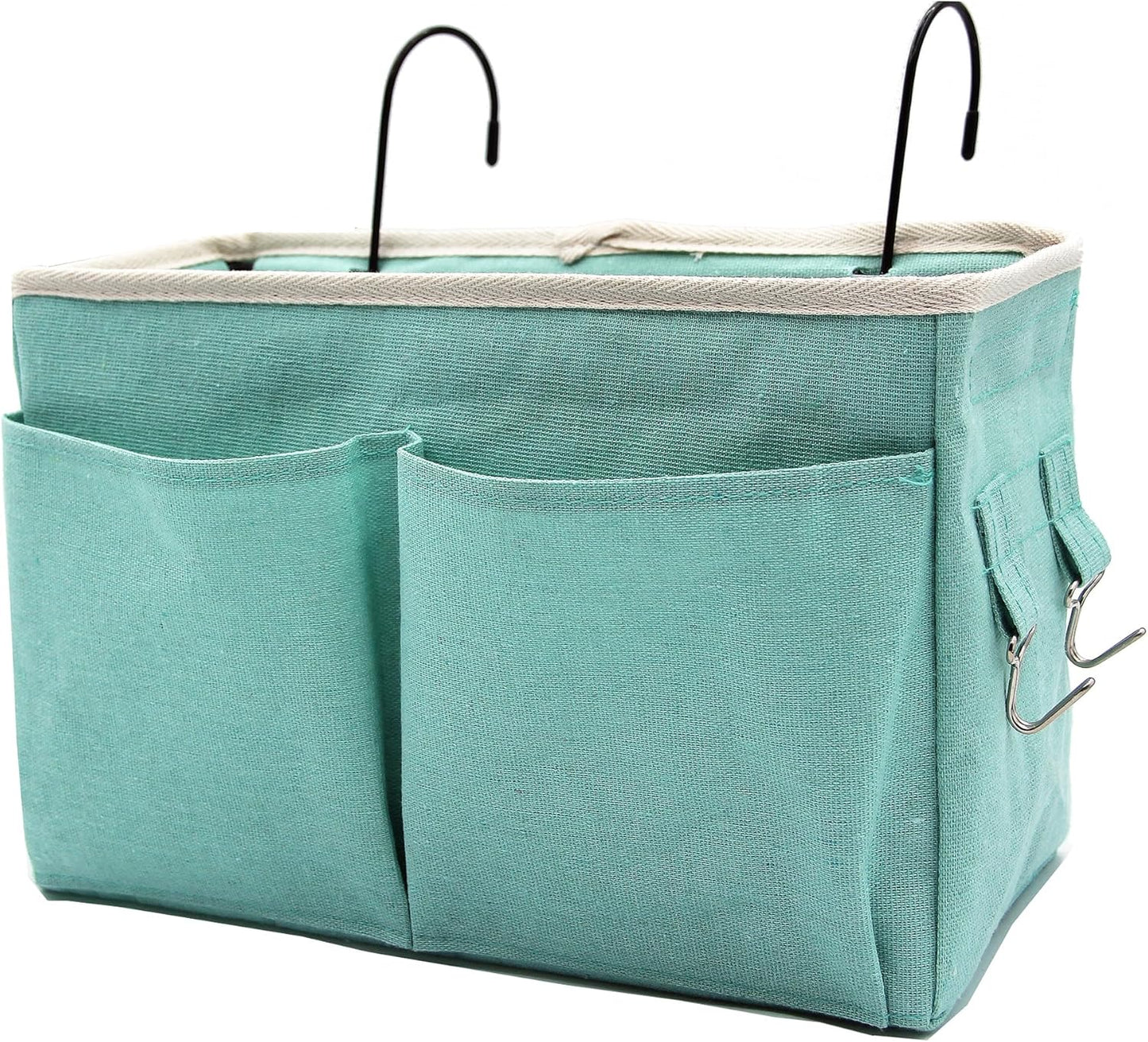 Bedside Caddy Organizer/Bedside Hanging Storage Bag Multi-Function Caddy for Bunk bed Hospital Beds Dorm Bed Rails, Holders Books Glasses Phones Magazine(White)