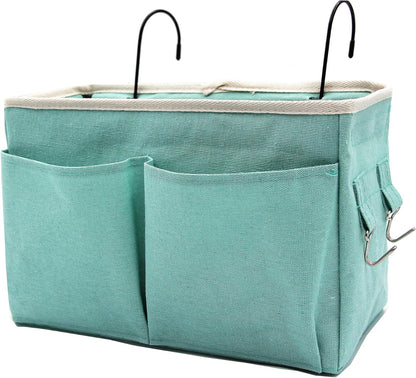 Bedside Caddy Organizer/Bedside Hanging Storage Bag Multi-Function Caddy for Bunk bed Hospital Beds Dorm Bed Rails, Holders Books Glasses Phones Magazine(White)