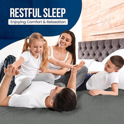 King Size Mattress Protector Waterproof, Premium 200 GSM Terry Mattress Cover, Soft & Breathable Bed Cover, Fitted Sheet Style Stretchable Deep Pockets 17" by Utopia Bedding (Gray)