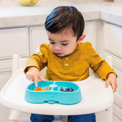 Nummy BOWL - Pure Silicone Bowl with Hidden Suction Cup for Babies and Toddlers | BPA and Phthalate Free | Microwave and Dishwasher Safe | Great Baby Gift (Blue, Puppy Pal Collection)