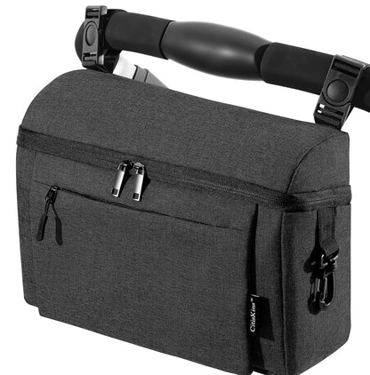 Universal Baby Stroller Organizer Large Space with Insulated Cup Holder Detachable Diaper Bag Adjustable Shoulder Strap Fits All Strollers (grey)
