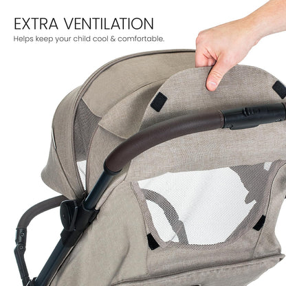 Britax Juniper Compact On-The-Go Stroller, Effortless Fastpack System with One-Hand RapidFold, Portable & Lightweight for Travel, Built-in Carry Handle, Ventilating Fabrics, Raven Black