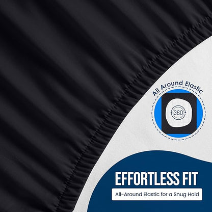 Full Size Mattress Protector Waterproof, Premium 200 GSM Terry Mattress Cover, Soft & Breathable Bed Cover, Fitted Sheet Style Stretchable Deep Pockets 15" by Utopia Bedding (Black)