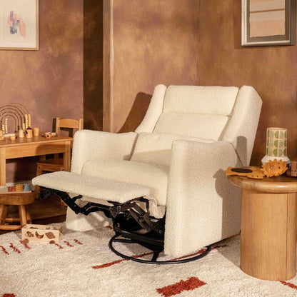 Kiwi Glider Recliner w/Electronic Control and USB | in Almond Teddy Loop w/Light Wood Base, Greenguard Gold Certified