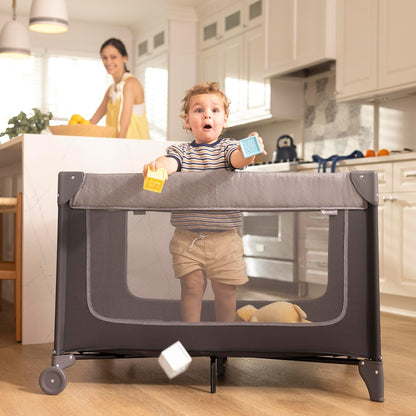 Safety 1st Basic 2-in-1 Play Yard with Bassinet, Gray