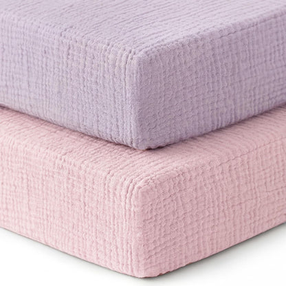Muslin Bassinet Sheet Compatible with Maxi-COSI Iora & Iora Air Bedside Sleeper - 100% Cotton Rectangular Mattress Pad Cover (33"x20"), Breathable & Soft, Boho (1 Pack Blue)