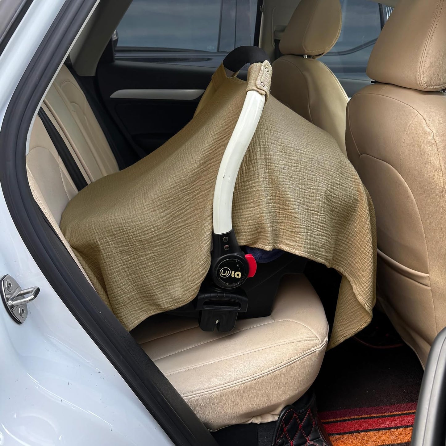 100% Muslin Cotton Car Seat Cover Baby, Carseat Canopy Cover, Universal Fit Stroller Covers for Boys and Girls (Blue)