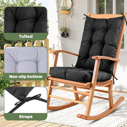 Rocking Chair Cushion with Ties Non-Slip Outdoor Rocking Chair Cushion Set Waterproof Fade-Resistant Porch Garden Patio Glider Rocker Cushions