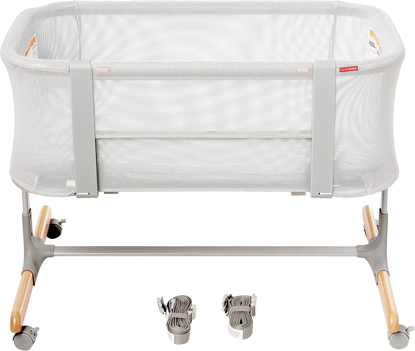 Skip Hop Baby Bassinet, Cozy Up 2-in-1 Bedside Sleeper & Bassinet, Grey