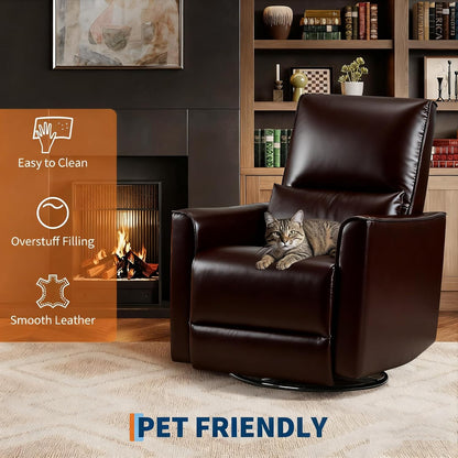 IDEALHOUSE Swivel Rocking Nursery Recliner Chair Rocker Recliner Glider Deep Seat PU Leather Sofa Chair with high Backrest for Nursery, Living Room, Bedroom & Home Movie Theater (Chocolate)
