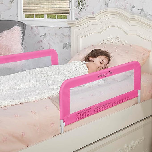 Dream On Me Lightweight Mesh Security Adjustable Bed Rail Double Pack with Breathable Mesh Fabric in Pink, 2 Count (Pack of 1)