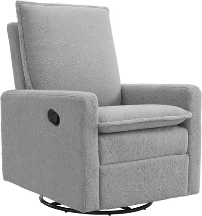 Oxford Baby Uptown Upholstered Glider Recliner Rocking Chair 360° Swivel for Nursery and Living Room - Boucle White