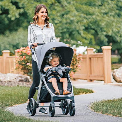 Chicco Bravo LE ClearTex Full-Size Stroller for Babies and Toddlers, UPF-Rated Canopy, GREENGUARD Gold Certified, Lightweight, One-Hand Compact Fold, Pewter/Grey