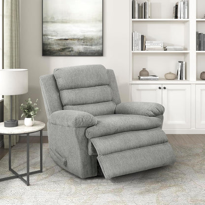 Lexicon Swivel Glider Reclining Chair, Textured Microfiber Manual Recliner, Comfy Nursery Glider Recliner, Swivel Reclining Chair for Living Room/Office/Bedroom/Apartment, Beige