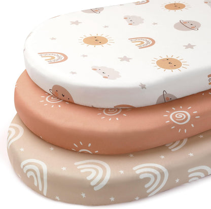 Baby Bedside Bassinet Sheets Girl, 33”x20” Compatible with Baby Delight Dream On Me & Most Rectangle Bedside Sleeper Bassinet Mattress, Super Soft Microfiber Pink Butterfly Flower