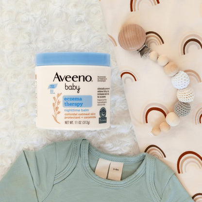 Aveeno Baby Eczema Therapy Nighttime Body Balm, Moisturizing Eczema Treatment, Ceramides, Triple Oat Complex, Soothes Dry, Itchy Skin, Hypoallergenic, Fragrance & Steroid Free, 11oz