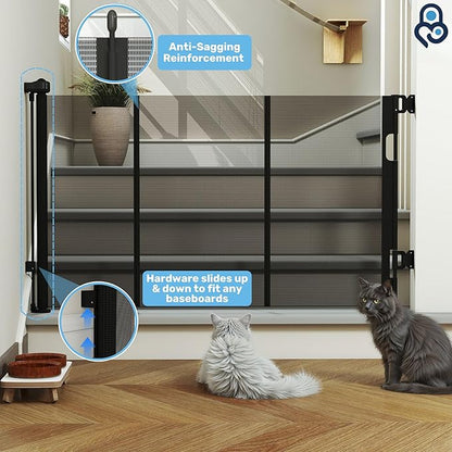 Baby Proof Me Retractable Baby Gates for Stairs & Doorways - 71” Wide Mesh Safety Gate for Toddlers, Dog & Pets - Use for Indoor/Outdoor, Hallways, Deck, Porch - Easy Installation, Secure Closure