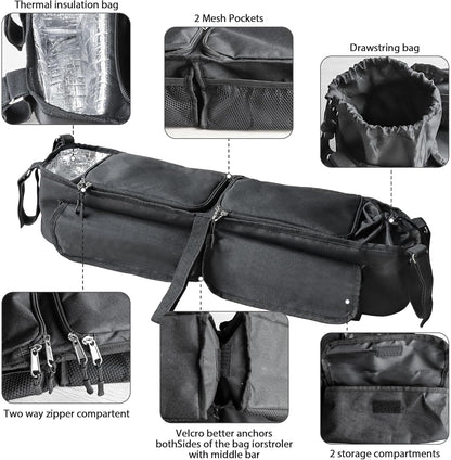Double Stroller Organizer, Parent Console Double Baby Stroller Accessories Compatible with Jeep, for Bob Duallie, for City Mini GT2, Baby Travel Essential Storage Attachment, Black