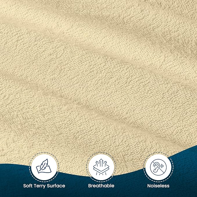 Full Size Mattress Protector Waterproof, Premium 200 GSM Terry Mattress Cover, Soft & Breathable Bed Cover, Fitted Sheet Style Stretchable Deep Pockets 15" by Utopia Bedding (Beige)