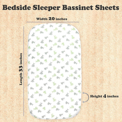 3-Pack Bedside Sleeper Bassinet Sheets | GOTS Certified Organic 100% Muslin Cotton | Ultra Soft & Breathable | 33×20×4” Fitted Sheets | Universal Fit 29–33” x 17–21” Pads