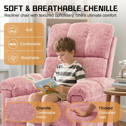 Korser Recliner Chair, Swivel Rocker Recliner Chair for Adults, Small Recliners for Small Spaces, Upholstered Manual Recliner with Side Pockets, Nursery Rocking Chair for Living Room, Chenille, Beige