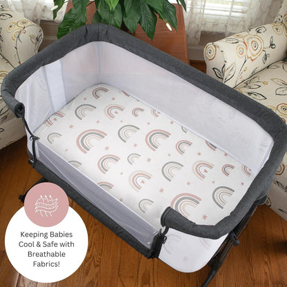Muslin Bassinet Sheets for Angelbliss, Cowiewie, Amke, Jimglo, Suihuooo, Wayfong Baby Bassinet Bedside Sleeper by TansyPanda, 3PC, 20×33in, Ultra Soft, Breathable, Snug Fit, Unisex Boys Girls, Maadi