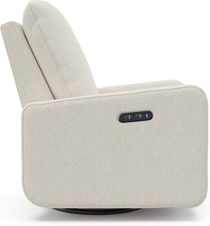 Graco Teddi Power Recliner Swivel Glider, Electronic Power Recline, Oeko-TEX 100 Certified, USB-A & USB-C Charger, Premium Cushioning & Comfort – (Ivory Basketweave)