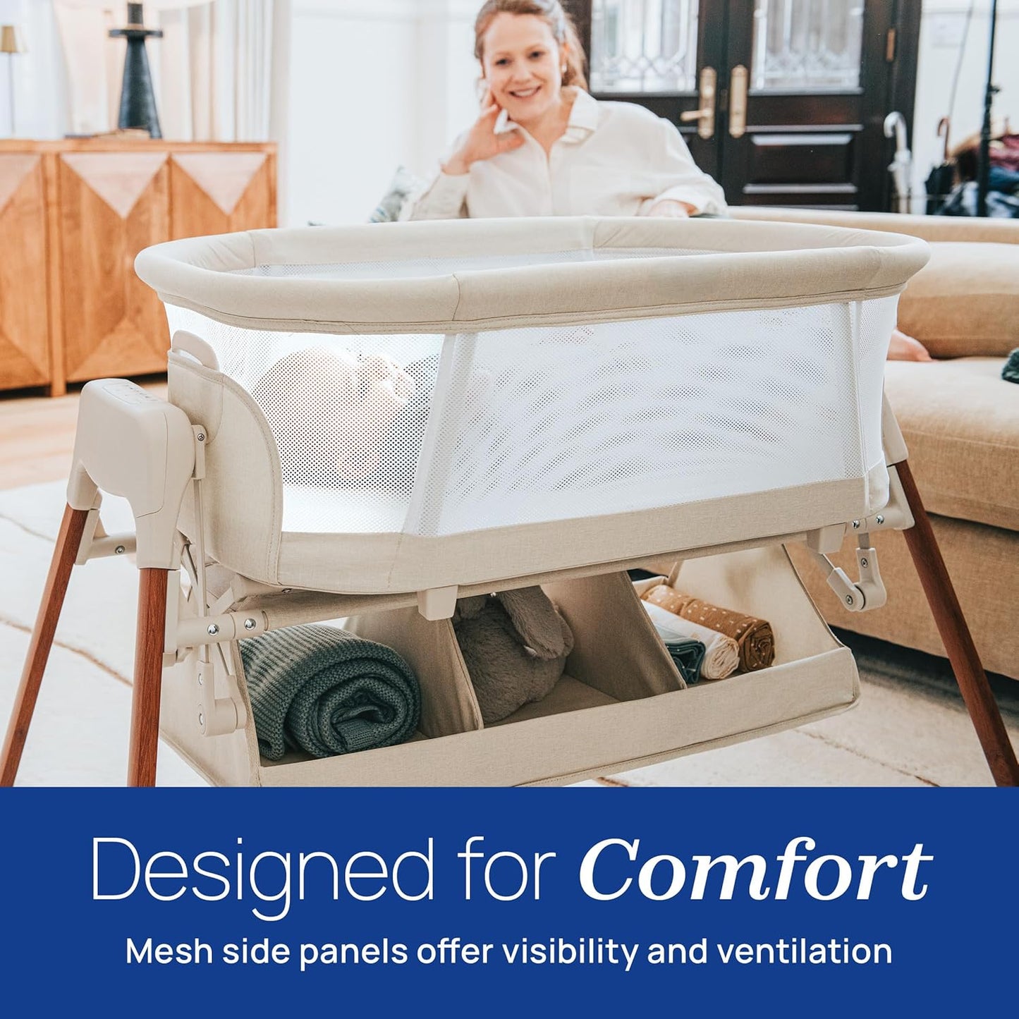 Chicco LullaGlide 3-in-1 Stationary, Gliding, and Portable Baby Bassinet, Waterproof Mattress and Fitted Sheet, Travel Bassinet for Baby Includes Carry Bag, Luna/Grey