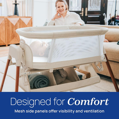 Chicco LullaGlide 3-in-1 Stationary, Gliding, and Portable Baby Bassinet, Waterproof Mattress and Fitted Sheet, Travel Bassinet for Baby Includes Carry Bag, Luna/Grey