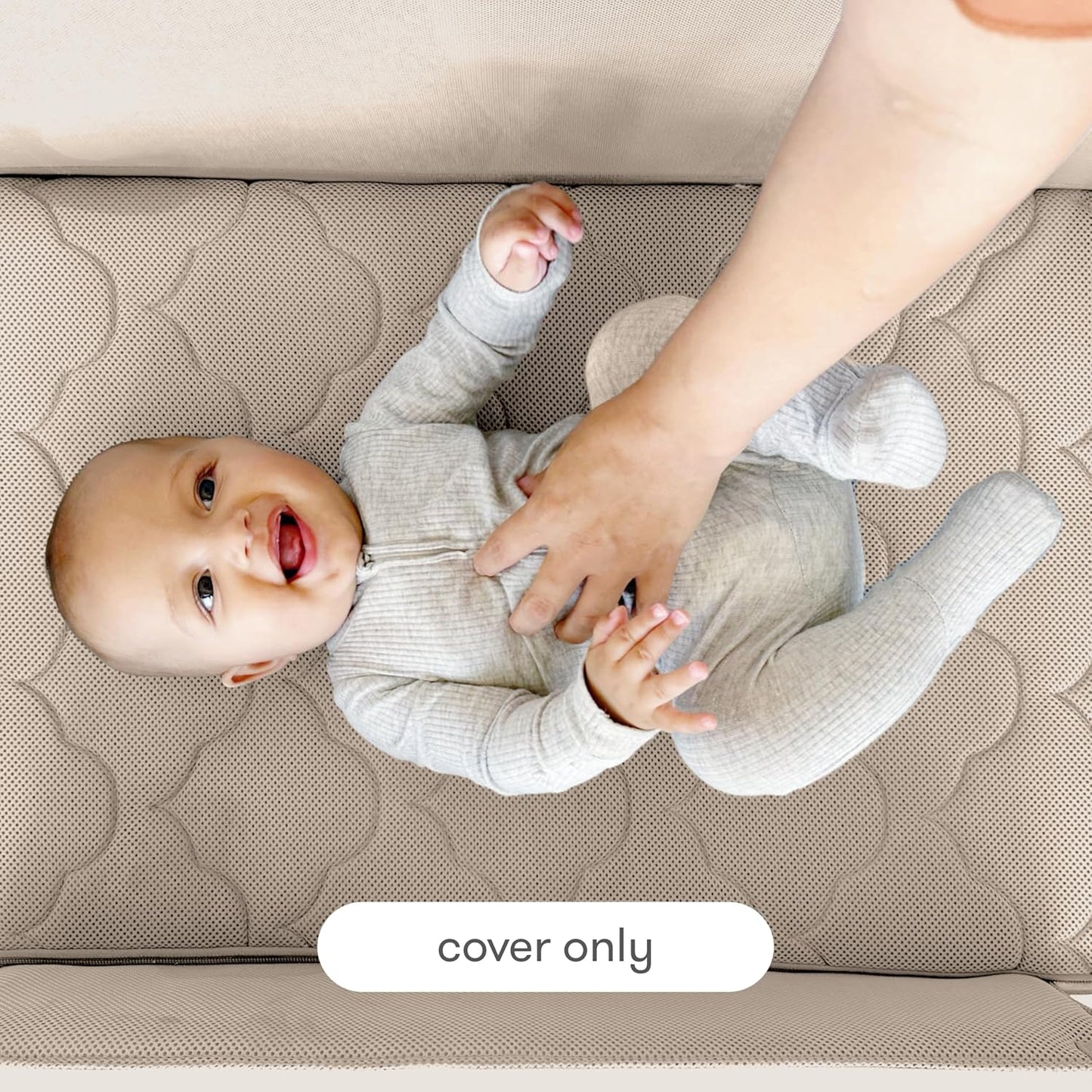 Newton Baby Extra Bassinet Cover, Breathable Safety, Removable Dual-Layer Cover, Completely Washable, Non-Toxic Cotton, Sandstone (Cover ONLY) Compatible ONLY with Newton BASSINETS