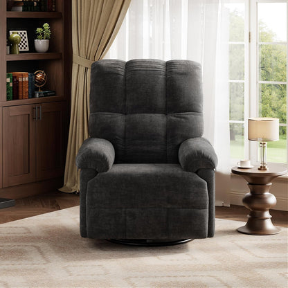 Garvee Power Recliner Chair with 270° Swivel and Rocking, Electric Glider Nursery Chair with USB Charging Port, PU Leather Upholstery and Button Tufted Backrest for Living Room, Cream