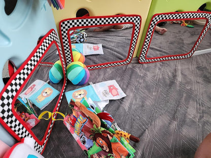 Baby Mirror, Crib or Car or Floor, Reversible Mirror for Baby, Great Tummy Time Toy, High Contrast Toy, Easy to Attach, Lightweight, Portable, Shatterproof, Safe, Wipe Clean by Genius Babies