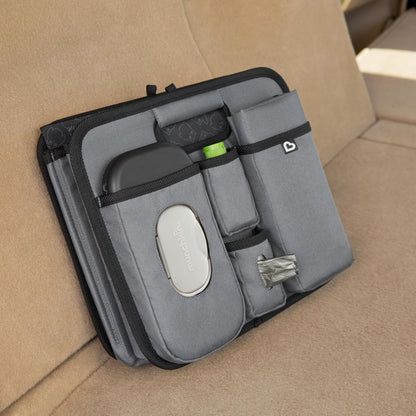 Munchkin Out-n-About Trunk Organizer for SUVs and Cars with Portable Changing Pad and Wet Baby Wipes for Diaper Changes On-the-Go, Collapsible, Grey