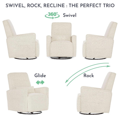 Evolur Holland Upholstered Plush Seating Glider Swivel, Glider Chair for Nursery in Harbor, Modern Nursery Glider, Tool-Free Assembly, Easy to Clean, Environmentally Conscious Glider