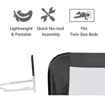 Dream On Me Lightweight Mesh Security Adjustable Bed Rail Double Pack with Breathable Mesh Fabric in Black, 2 Count (Pack of 1)